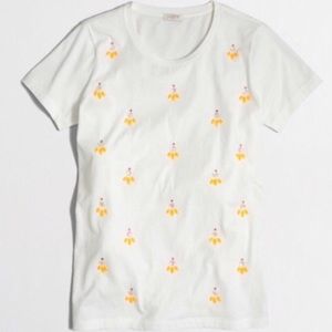 J crew Factory Embellished Jewel White T Shirt